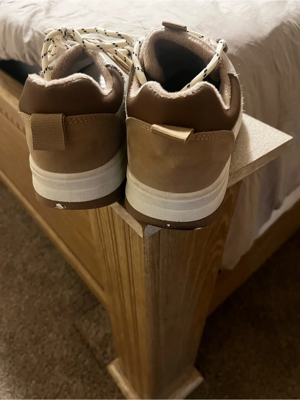 Casual Two-Tone White and Beige Chunky Sneakers
